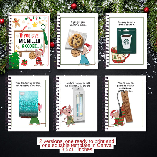 Gift for Male Teacher, Christmas 2025, Teacher Thank You, Editable Canva Template, PDF Ready to Print