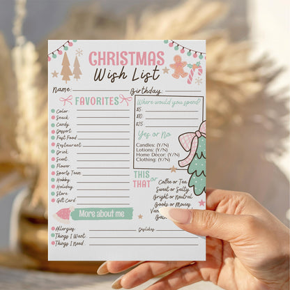 Christmas Wish List Printable, Coworker Secret Santa Survey, Christmas Girly List, Appreciation preppy Wishlist, PDF ready