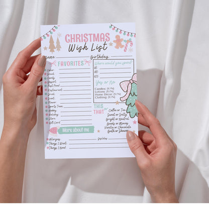 Christmas Wish List Printable, Coworker Secret Santa Survey, Christmas Girly List, Appreciation preppy Wishlist, PDF ready