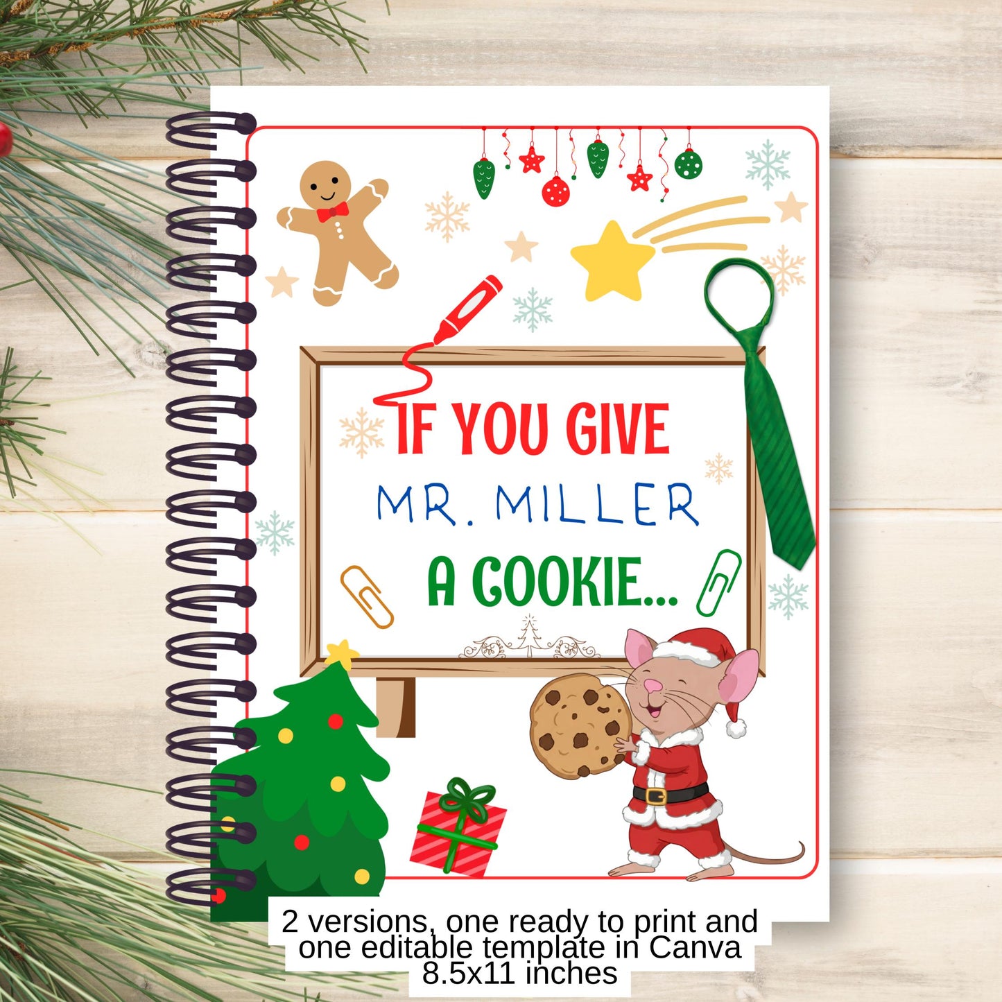Gift for Male Teacher, Christmas  2025, Teacher Thank You, Editable Canva Template, PDF Ready to Print