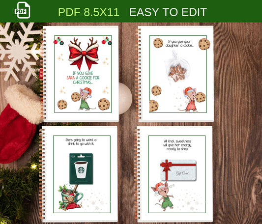 If You Give a Daughter a Cookie for Christmas, Customizable Christmas Gift for Her | digital Canva Template