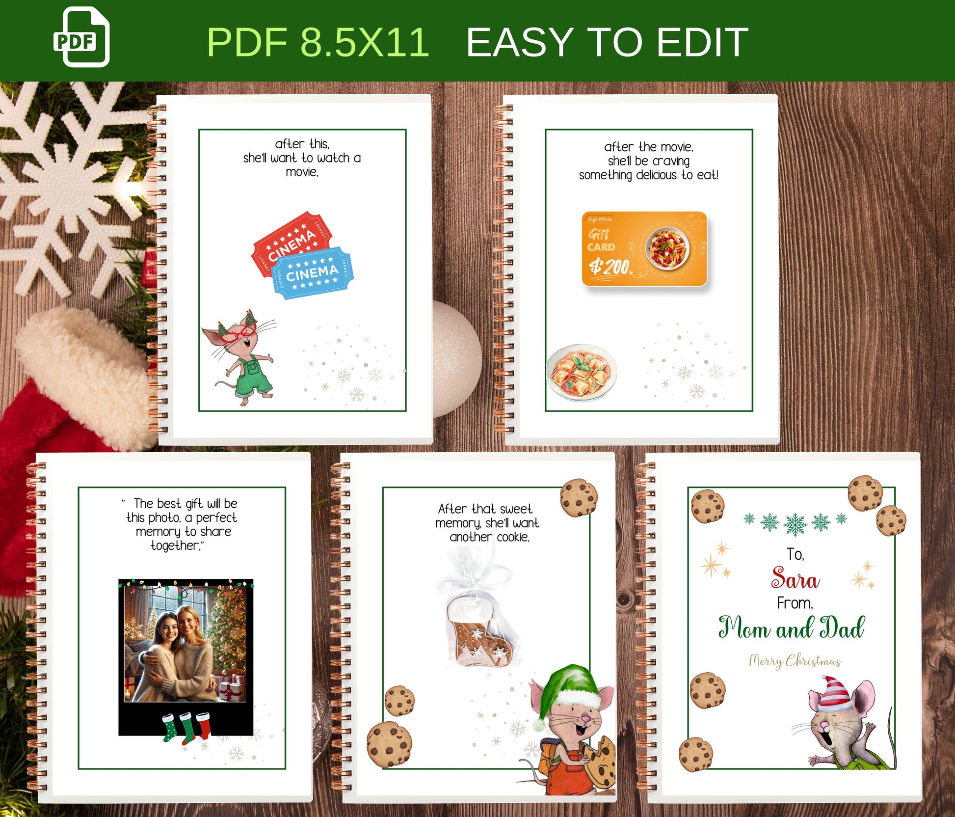 If You Give a Daughter a Cookie for Christmas, Customizable Christmas Gift for Her | digital Canva Template