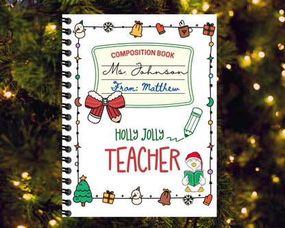 teacher Christmas gift, personalized christmas gift bag, printable gift tag